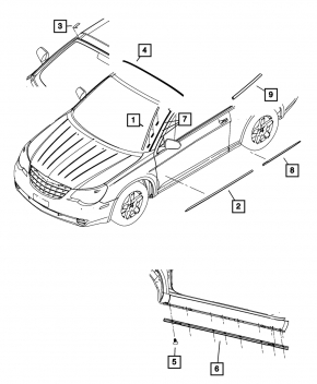 Left threshold Chrysler 200 11-14