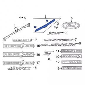 Ford Explorer 20 trunk door molding - under camera, scratch