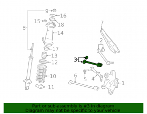 Upper trailing arm rear right Lexus GS300 GS350 GS430 GS450h 06-11 rust