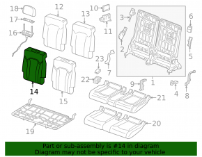 Rear seat row 3 upper part Audi Q7 16-19 brown leather, with headrests, latches and bracket, deformed backrest, dent