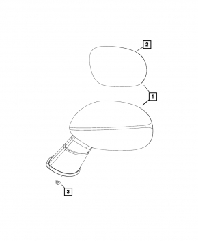 Side mirror left Dodge Challenger 15-19 rest 5 pins