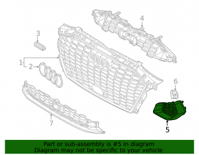 Front bumper grille right Audi A3 22-24 black with silver, scratches