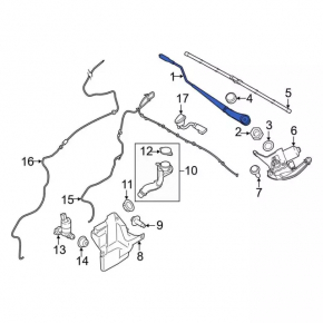 Left windshield wiper arm for Ford Transit Connect MK2 13-23