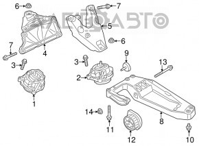 BMW X3 F25 13-17 2.0T gearbox mount with bracket, microcracks