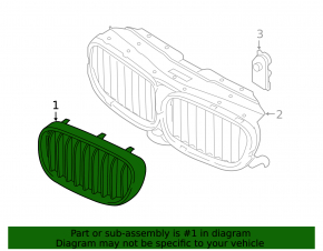 Radiator grill assembly BMW 7 G11 G12 16-19 M-Sport, with radiator deflector blinds, with motor, under camera, chrome, sand, scuffs, broken mount, non-original camera