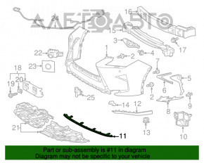 Front bumper central lip Lexus RX350 RX450h 16-19 break fastening