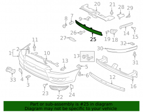 Central grille of the front bumper Mitsubishi Lancer 10-15