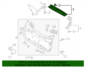 Upper tailgate trim for Hyundai Tucson 16-21, black, scratches, broken fastener