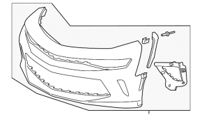 Front bumper bare Chevrolet Camaro 16- SS silver missing right and lower part, dented, broken fasteners