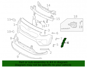 Front right fender arch trim for Kia Niro 19-22 EV, on the bumper