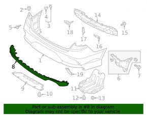 Lower trim of rear bumper Hyundai Sonata 18-19 for 1 pipe