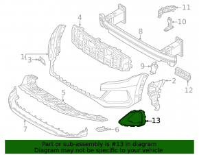 Front bumper molding right Audi Q8 24-26 black gloss, S-Line