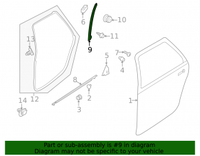 Subaru b10 Tribeca rear right door glass guide