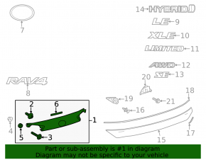Upper trunk lid molding for Toyota Rav4 2016-2018