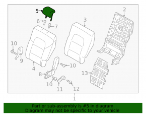 Kia Sportage 17-22 rear left headrest, black cloth, gray stitching