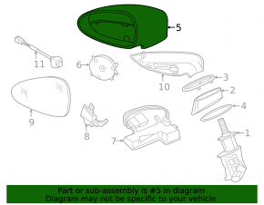 Side mirror right Porsche Panamera 14-16 auto-dimming, backlight, BSM