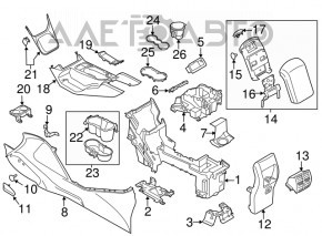 Armrest Ford Escape MK3 13-16 leather black, scratch
