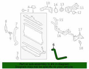 Upper cooling hose for Toyota Highlander 14-16 3.5