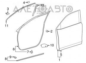 Door assembly front left Toyota Highlander 14-19