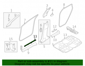 Nissan Murano z51 2009-2012 outer door sill trim, front right, chrome