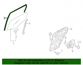 Rear left window seal for Kia Sportage 23-26