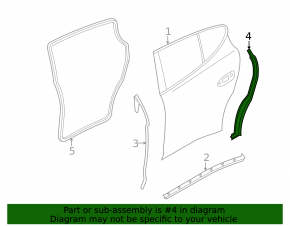 Glass seal front right Porsche Panamera 10-16 outer