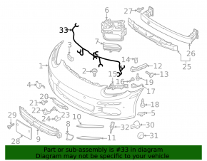 Wiring front bumper Porsche Panamera 14-16 for parking sensors and radar