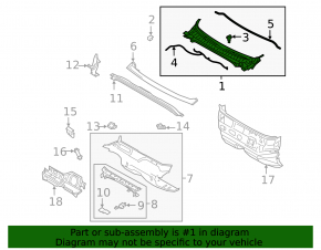 Plastic windshield wiper grille for Lincoln MKZ 13-20