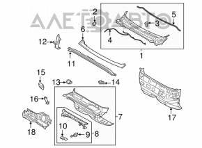 Plastic windshield wiper grille for Lincoln MKZ 13-20