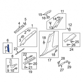 Front pillar trim lower left Ford Fusion mk5 13-16 beige, scratch, break