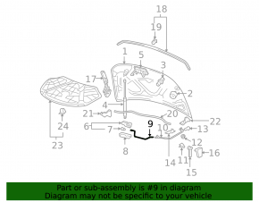 VW CC 13-17 hood release cable, front