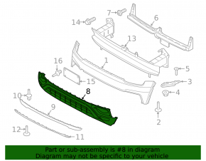 Front bare bumper, lower part, VW Atlas 18-20, for towing hook, for parking sensors and camera, structure