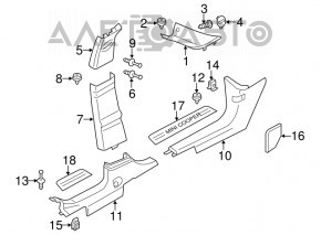 Left center pillar trim Mini Cooper Countryman R60 10-16 black, scratch