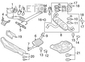 Downpipe with catalytic converter Audi A3 8V 15-20 2.0T for 2 single exhausts, mesh torn