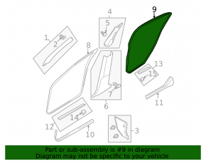 Rear right door seal for Infiniti G25 G35 G37 4d 06-15