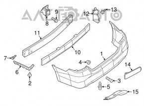 Rear bumper boot left Nissan Sentra 13-19