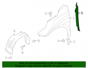 Wing seal door-wing right Kia Forte 19-24