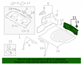 Trunk opening trim Kia Forte 4d 14-16