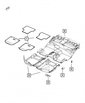 Floor covering front left Jeep Cherokee KL 14 - black, for cleaning