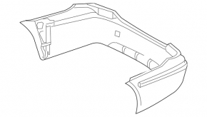 The rear bumper, bare, Mercedes W211 02-09, rest, black, is dented at the bottom, sawed off, the fastening is torn