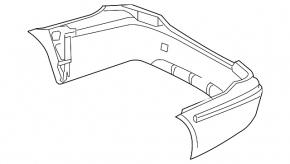 The rear bumper, bare, Mercedes W211 02-09, rest, black, is dented at the bottom, sawed off, the fastening is torn