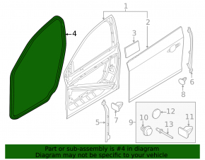 Front left door seal for Volvo S60 11-18