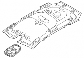 Volvo XC90 16-22 headlining for panoramic, for 3rd row, black, for dry cleaning, creases