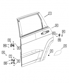 Bare rear left door Jeep Grand Cherokee WK2 11-21