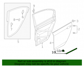 Door seal rear left Honda Accord 13-17 lower