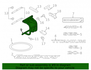 Spare wheel bracket on the tailgate of Ford Ecosport 18-22