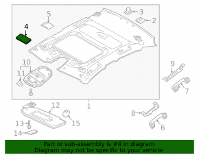 Black microphone housing in the rear ceiling of the Volvo XC90 16-22