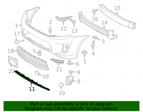 Front bumper grille center lower Toyota Highlander 11-13 hybrid