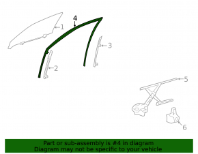 Glass seal front left Lexus LS460 LS600h 07-12