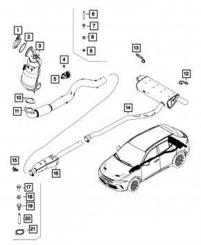 Jeep Compass 23-25 2.0T exhaust pipe with catalytic converter
